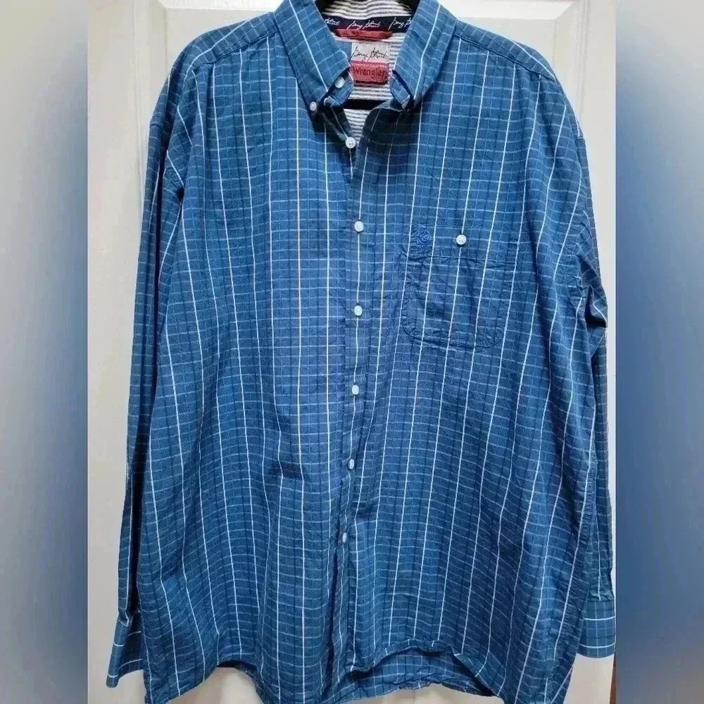 Wrangler Gerorge Strait Long Sleeve Striped Button Down Shirt Size 2x